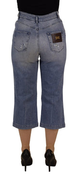 Jeans in denim magro ad alta vita - blu