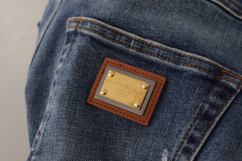 Jean de créateur maigre haute taille en bleu