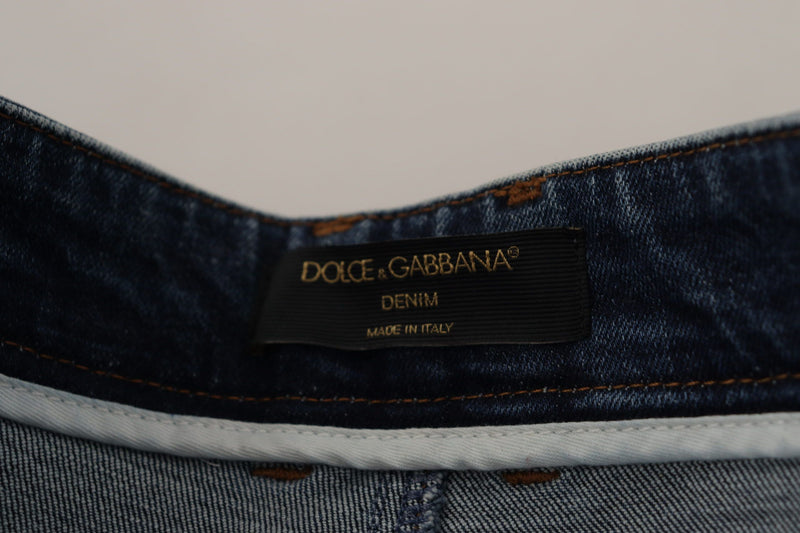 Jeans designer magro ad alta vita in blu