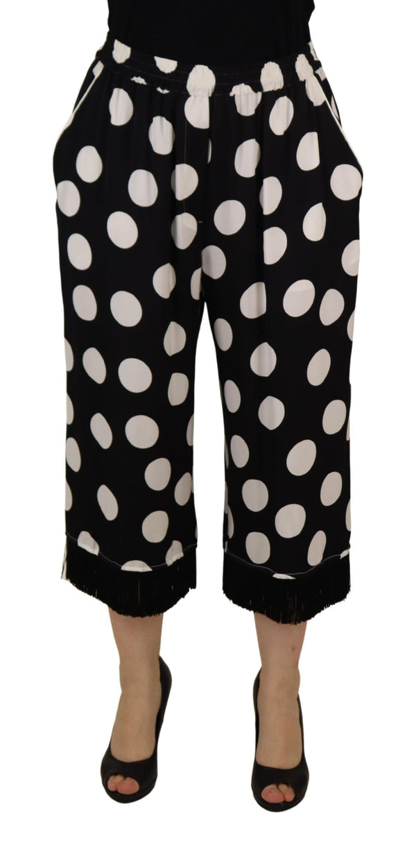 Pantalon à la taille de la taille de la soie à pois