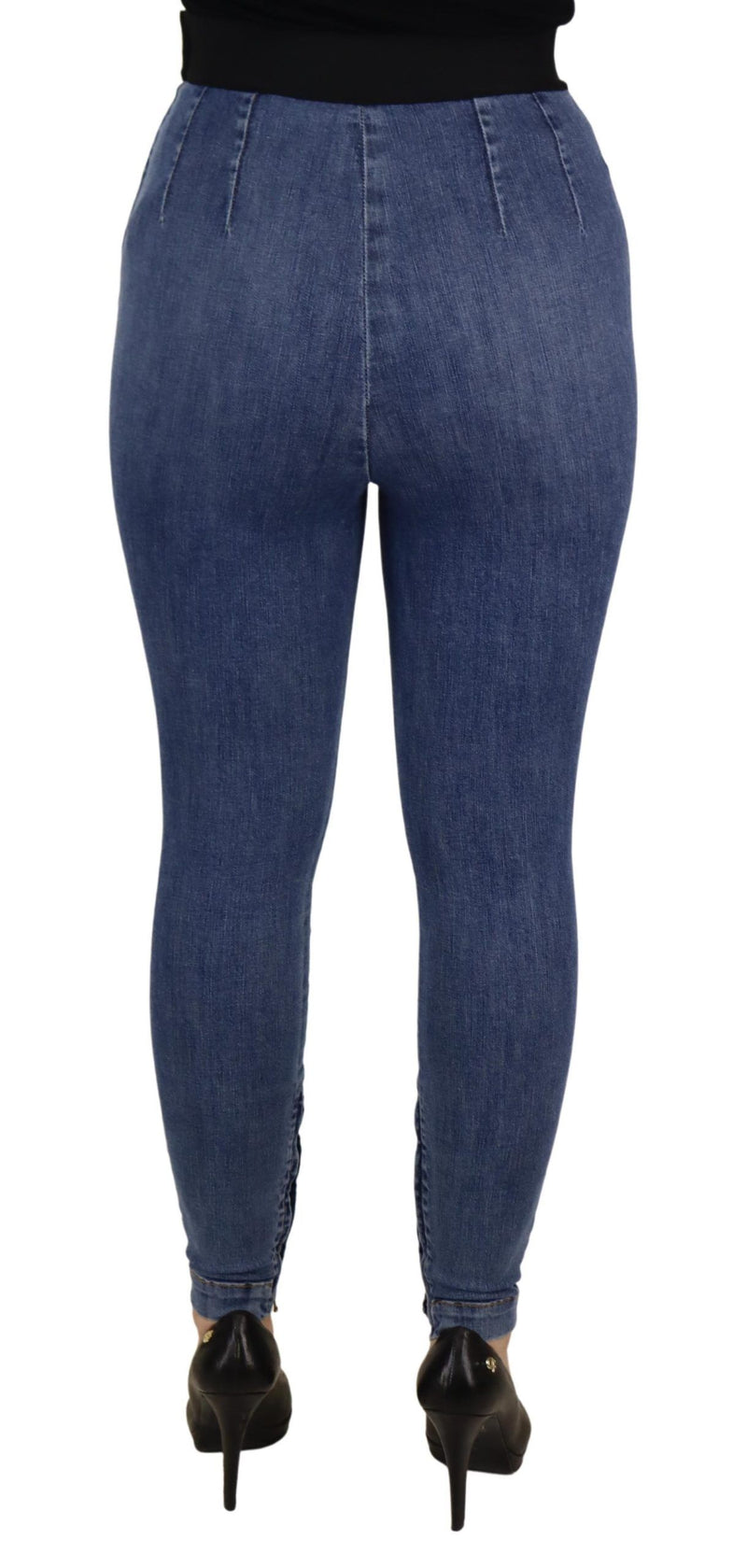 Jean pantalon skinny extensible à taille haute bleue