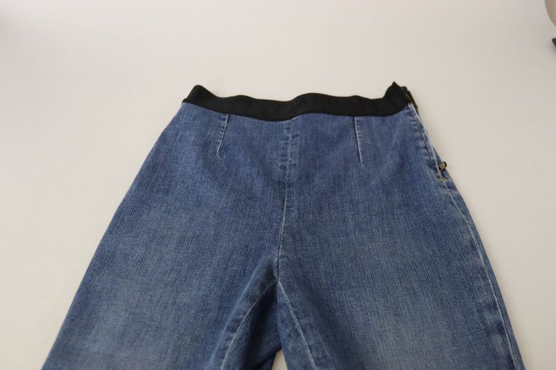 Blau hohe taille dehnbare dünne Hosenjeans