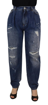 Jeans de mezclilla delgada de la cintura alta - Chic Blue Washed