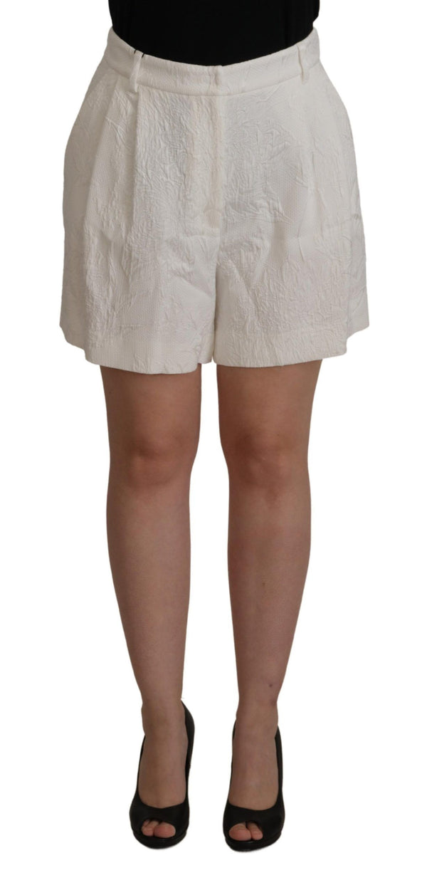 Elegantes pantalones cortos de culotte blanca de cintura alta