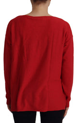 Eleganter roter Wolle Mischpullover