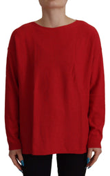 Eleganter roter Wolle Mischpullover