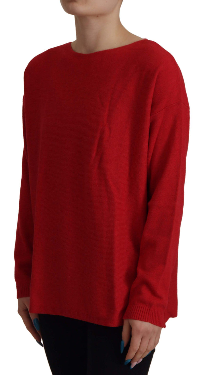 Eleganter roter Wolle Mischpullover