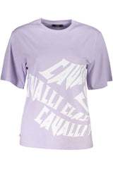 Elegant Purple Print Tee with Chic Logo