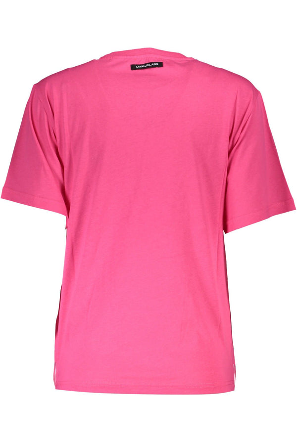 Eleganter rosa Baumwoll -T -Shirt mit Signature Druck