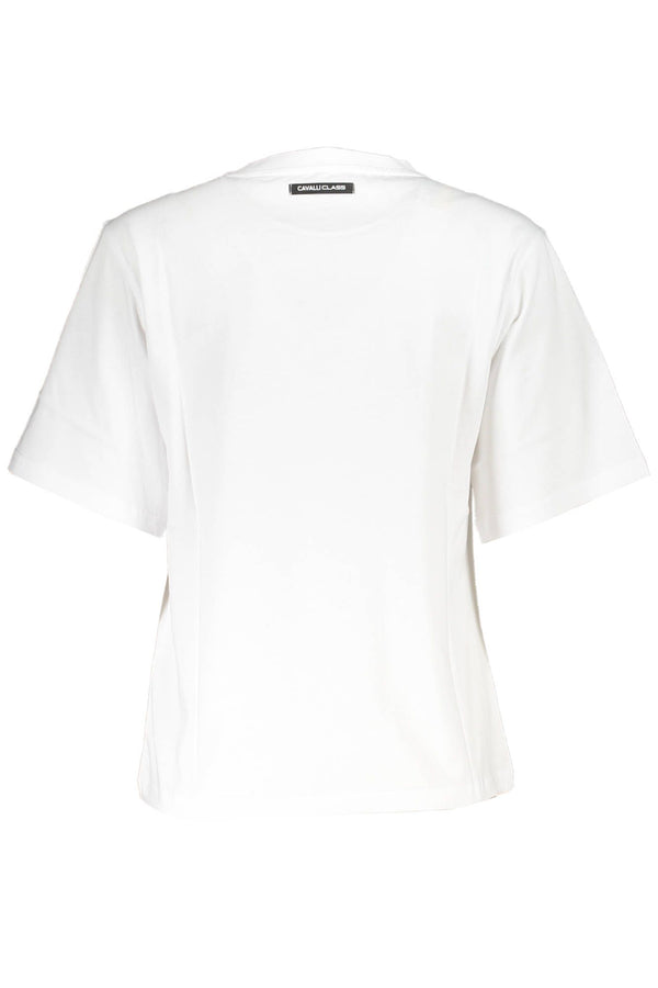 Chic White Printed Cotton Tee με Flair Designer