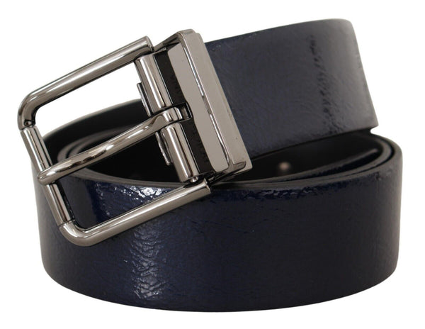 Ceinture en cuir bleu élégant avec boucle argentée