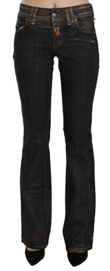 Chic Flared Mid Taille Black Denim