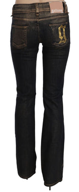 Chic Flared Mid Taille Black Denim