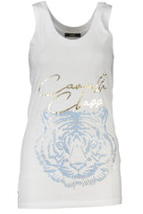 Chic White Cotton Tank με εικονική εκτύπωση