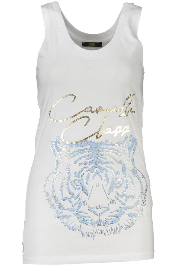 Top canova di cotone bianco chic con stampa iconica