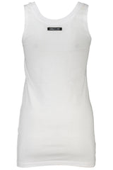 Chic White Cotton Tank Top with Iconic Print