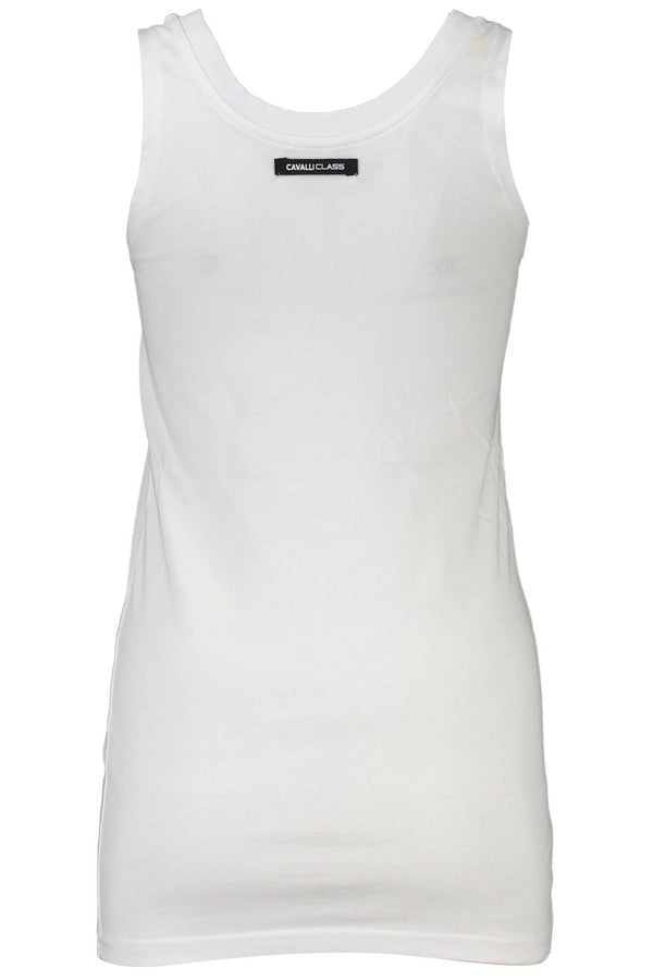 Chic White Cotton Tank με εικονική εκτύπωση