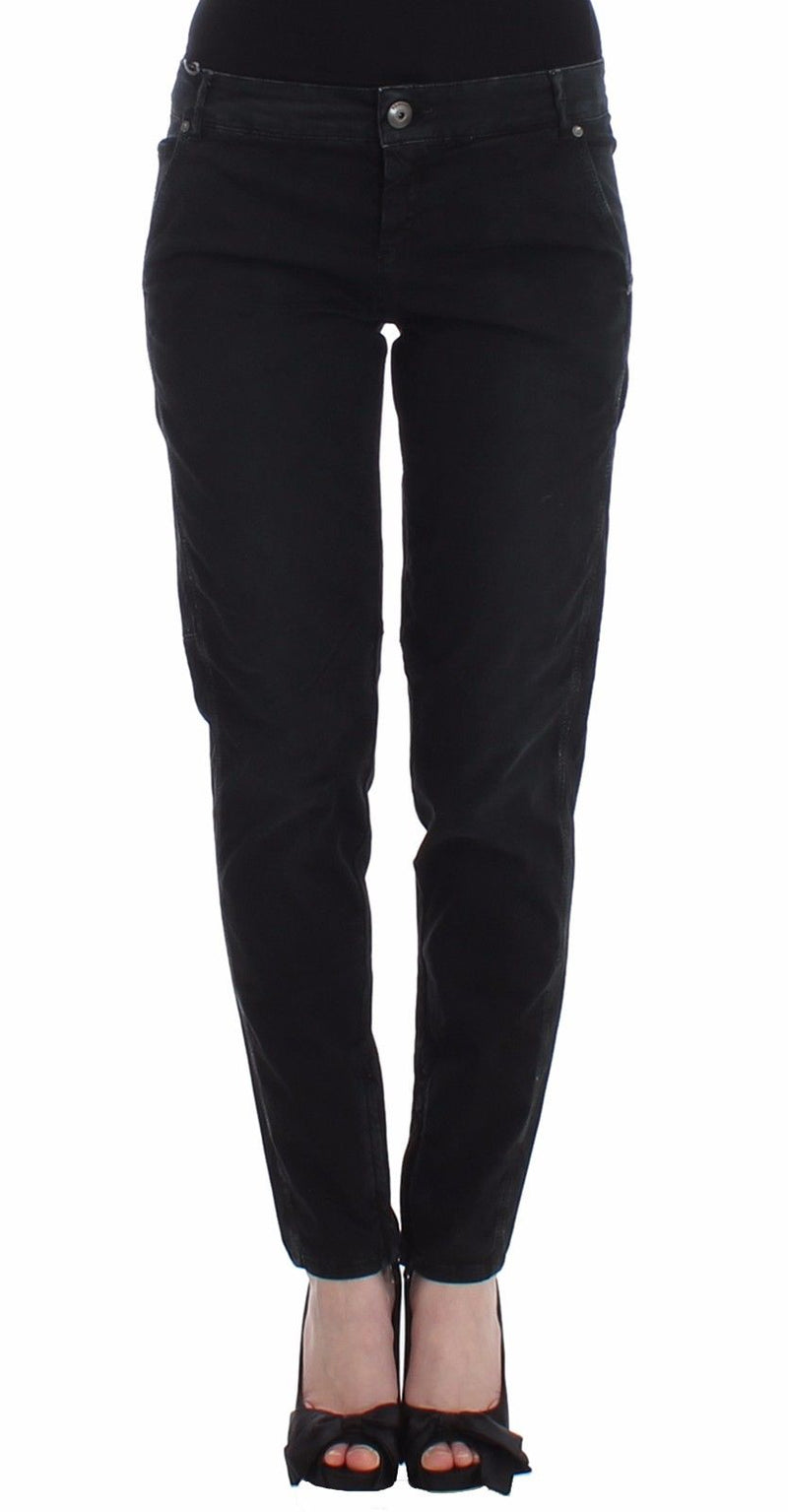 Sleek Black Slim Leg Designer Jeans