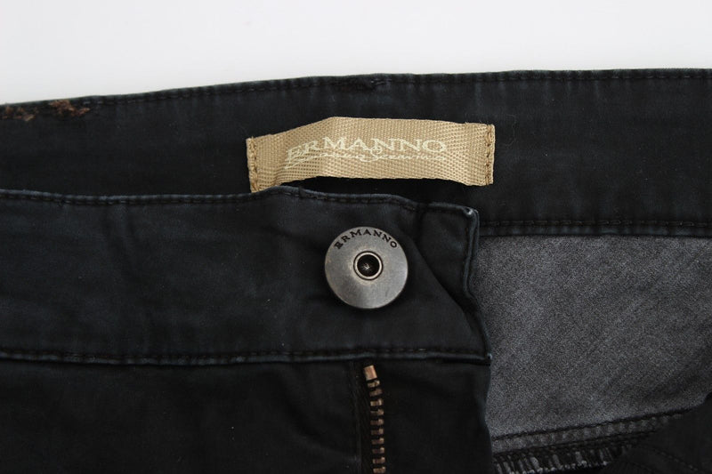 Jeans de diseñador de piernas delgadas negras elegantes