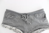 Mini-shorts gris gris en dentelle gris