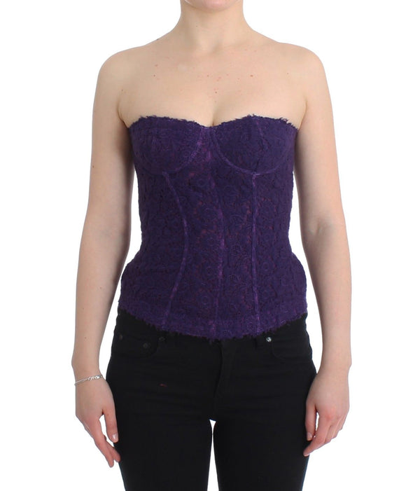 Mélange de soie en dentelle violette corset à bustier