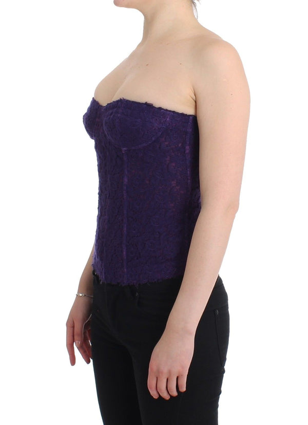 Mélange de soie en dentelle violette corset à bustier