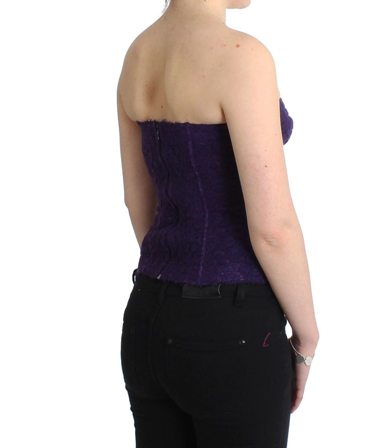 Mélange de soie en dentelle violette corset à bustier