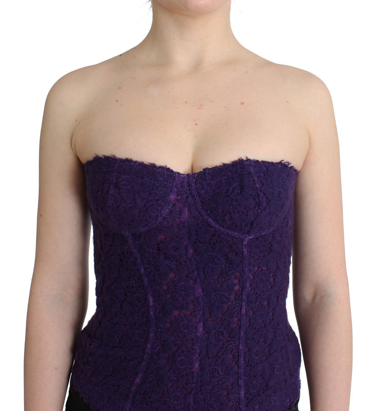 Mélange de soie en dentelle violette corset à bustier