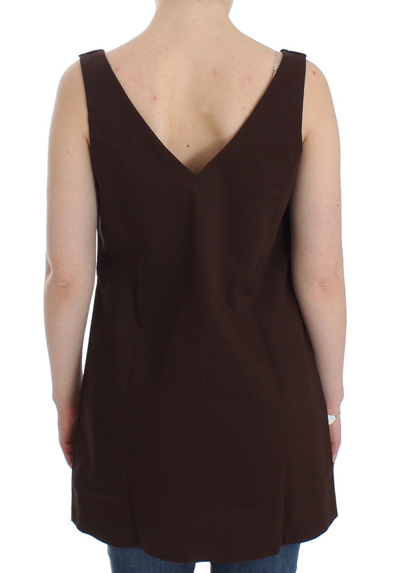 Top en coton de tunique marron chic