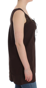 Top en coton de tunique marron chic