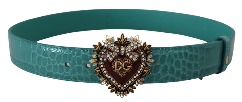 Ceinture en cuir bleu élégant avec boucle dorée