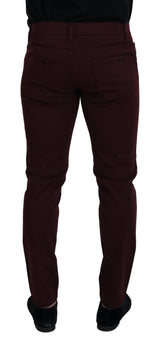 Slim Fit Bordeaux Jeans - italienischer Luxus