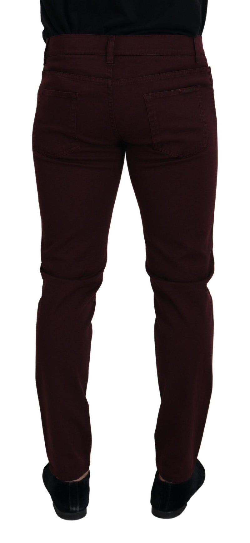 Slim Fit Bordeaux Jeans - Italian Luxury