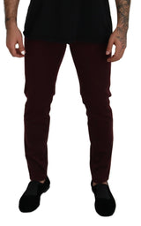 Slim Fit Bordeaux Jeans - italienischer Luxus