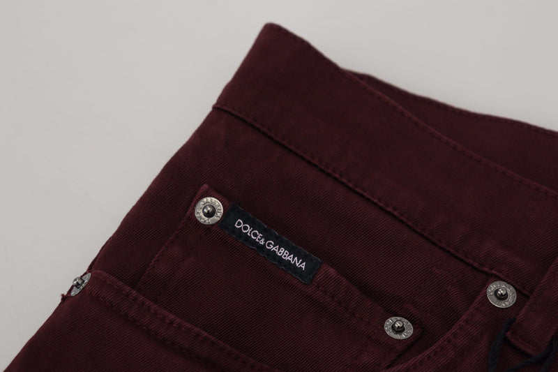 Slim Fit Bordeaux Jeans - Ιταλική πολυτέλεια