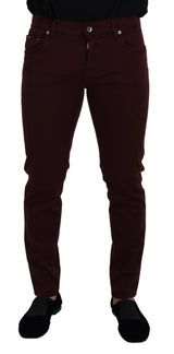 Slim Fit Bordeaux Jeans - italienischer Luxus