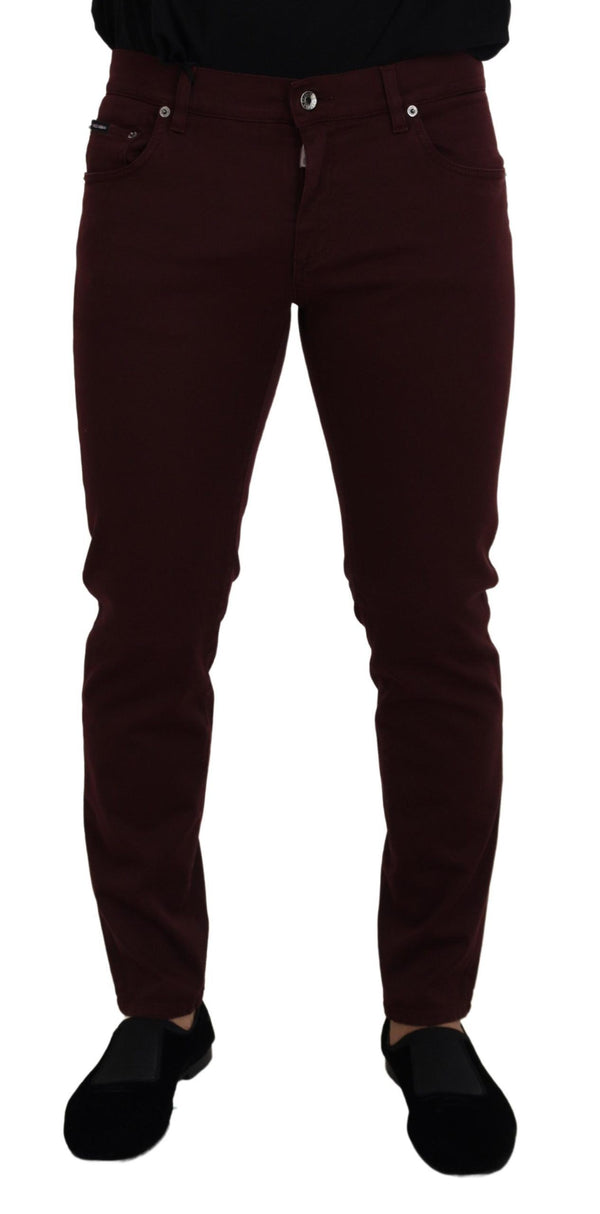 Slim Fit Bordeaux Jeans - Ιταλική πολυτέλεια