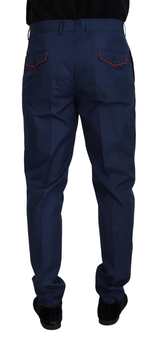 Elegante schlanke Fit Chino in blaue Seidenmischung