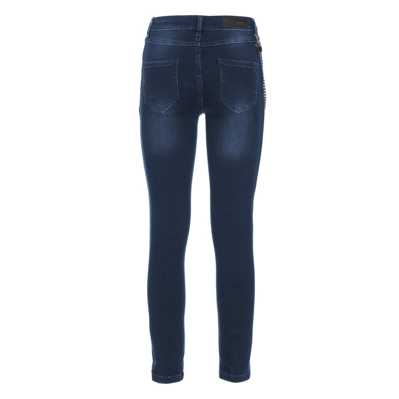 Jean à ajustement slim bleu lissement lavé avec détail de chaîne