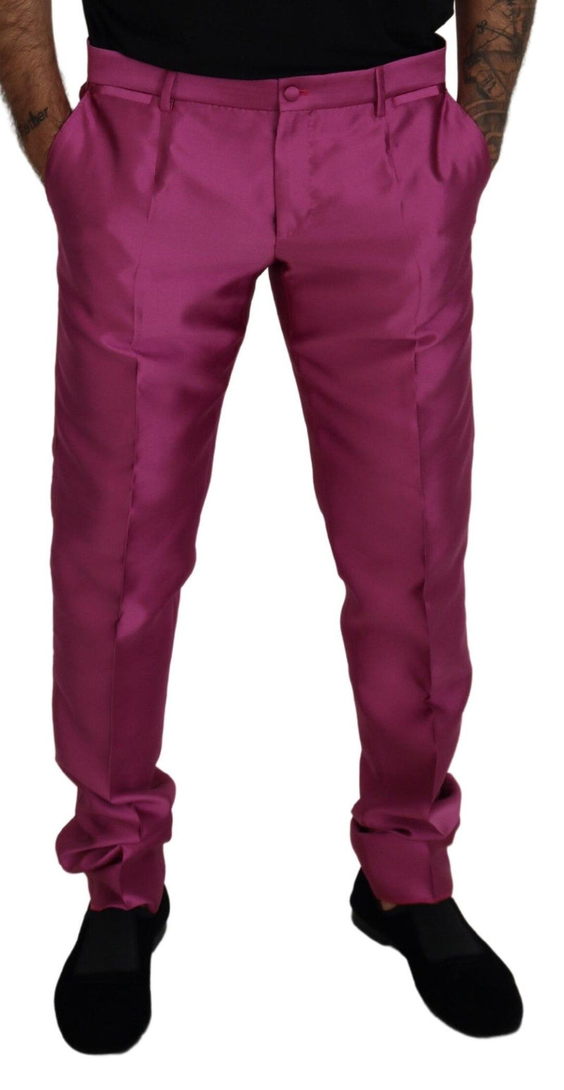 Élégant pantalon de robe formel slim en rose