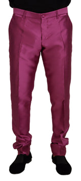 Élégant pantalon de robe formel slim en rose