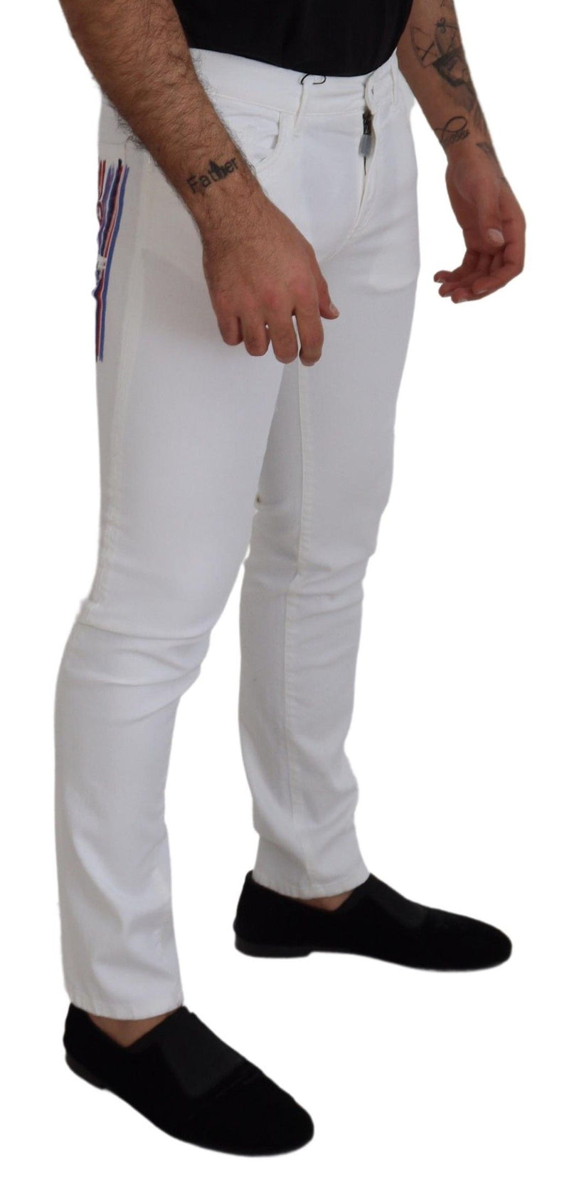 Elegantes jeans flacos blancos de ajuste delgado