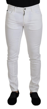 Elegantes jeans flacos blancos de ajuste delgado