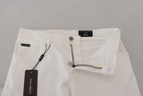 Elegantes jeans flacos blancos de ajuste delgado