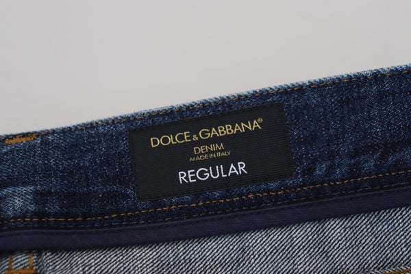 Eleganti jeans a forma regolare del lavaggio blu