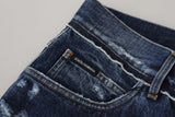 Elegantes jeans de ajuste regular de lavado azul