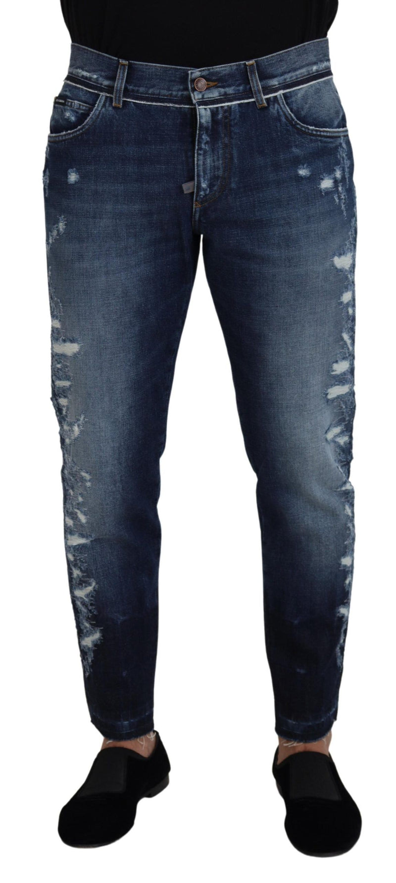 Elegantes jeans de ajuste regular de lavado azul