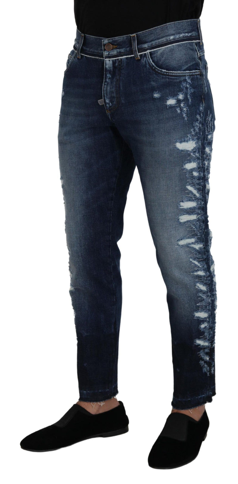 Elegantes jeans de ajuste regular de lavado azul