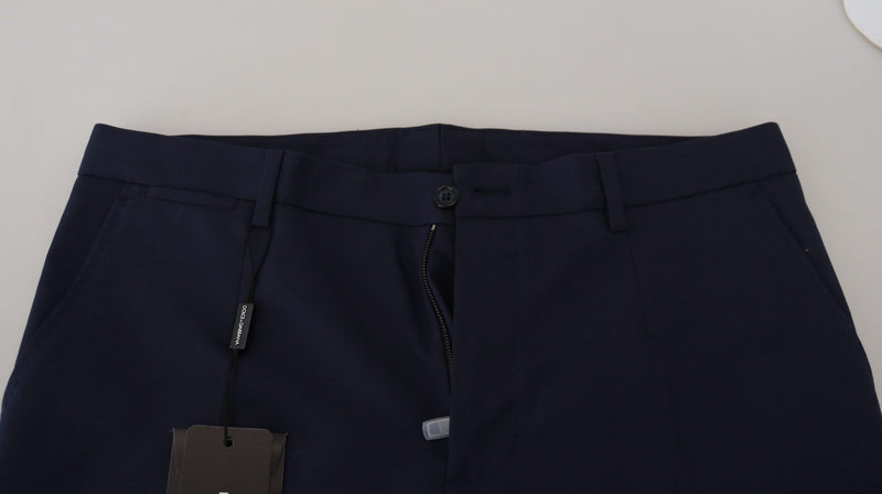 Pantalones elegantes de vestido azul de ajuste delgado