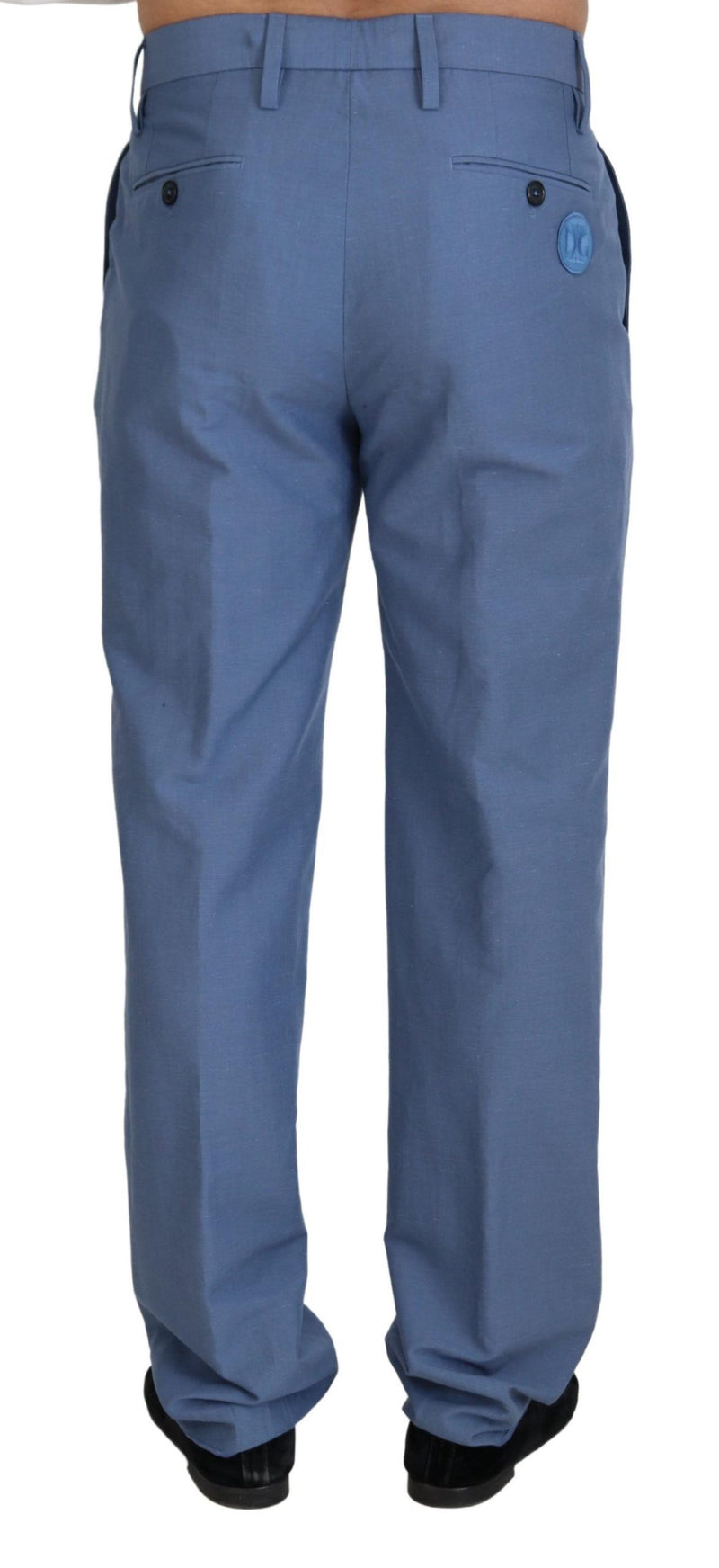 Elegantes pantalones de vestir de ajuste regular en azul